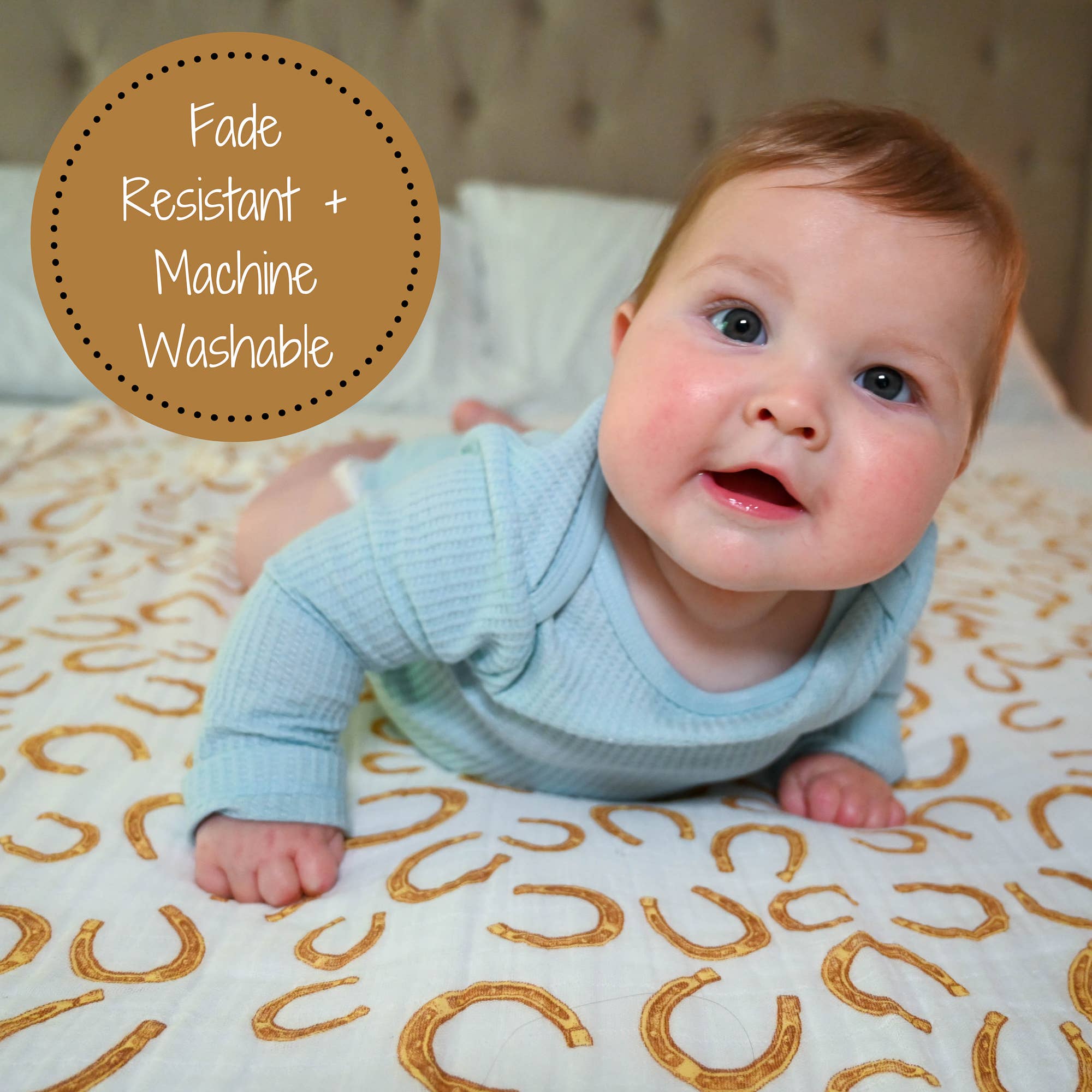 LollyBanks – wholesale Lindning - Baby – LollyBanks muslinfilt med lyckohästsko för baby, mjuk och mysig3