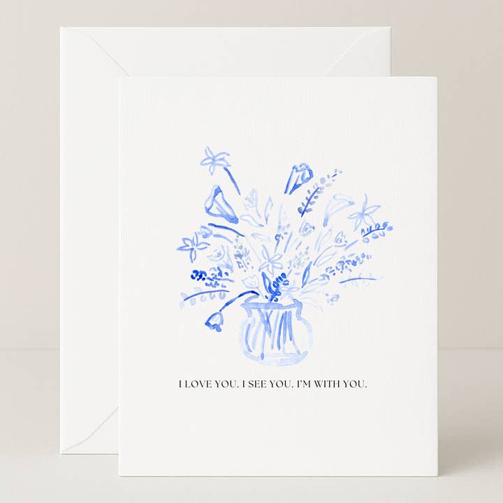 I'm with You Blue Floral Card for wholesale by Dear Friend Paper