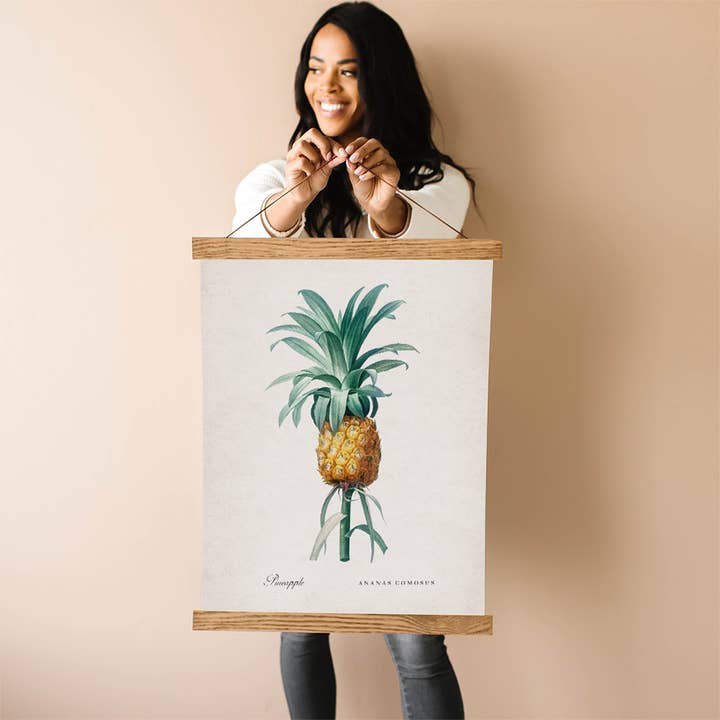 Hangout Home - Wholesale Art print - Fresh Fruit Art- Vintage Pineapple Hanging Canvas with Frame1