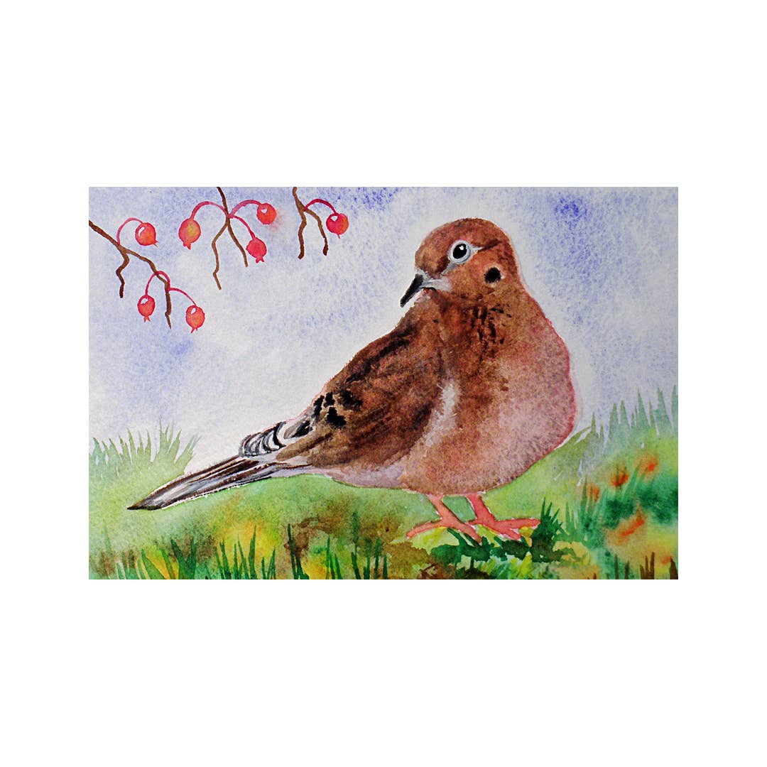 Fine Art For Small Spaces - Wholesale Art Print - Dove With Berries Bird Nature Mini Print1