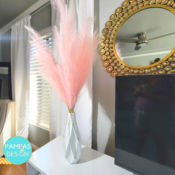 Pampas Design – Engroshandel Tørrede/pressede blomster – Hvid pampas græs kunstig imiteret 45 „høj