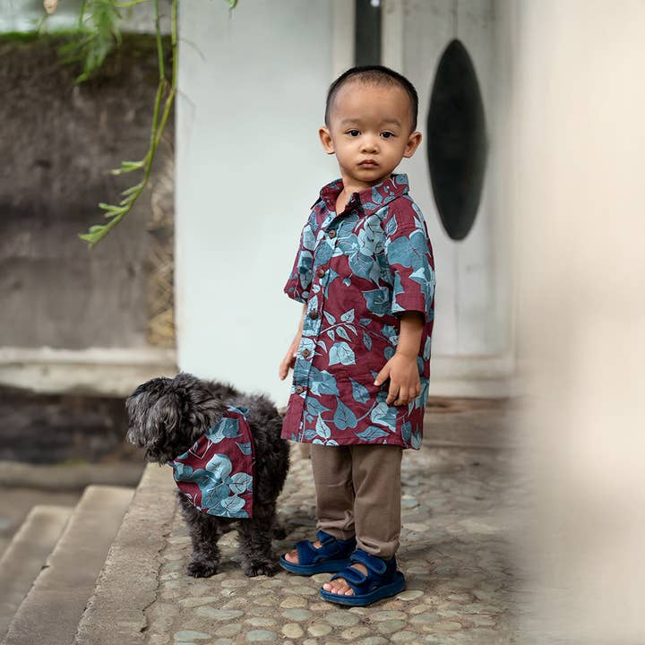 Balizen Direct from Bali - Wholesale Button Down Shirt - Kids - Button Down Scrappy Shirt | Burgundy2