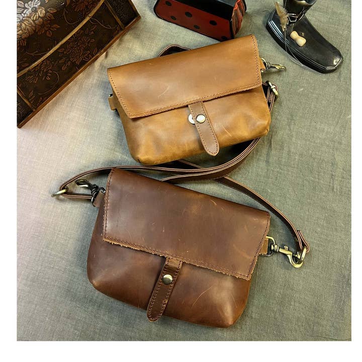 Roma Leathers, Inc. - Wholesale Crossbody Bag - Women's - W022S crazy horse genuine leather crossbody9