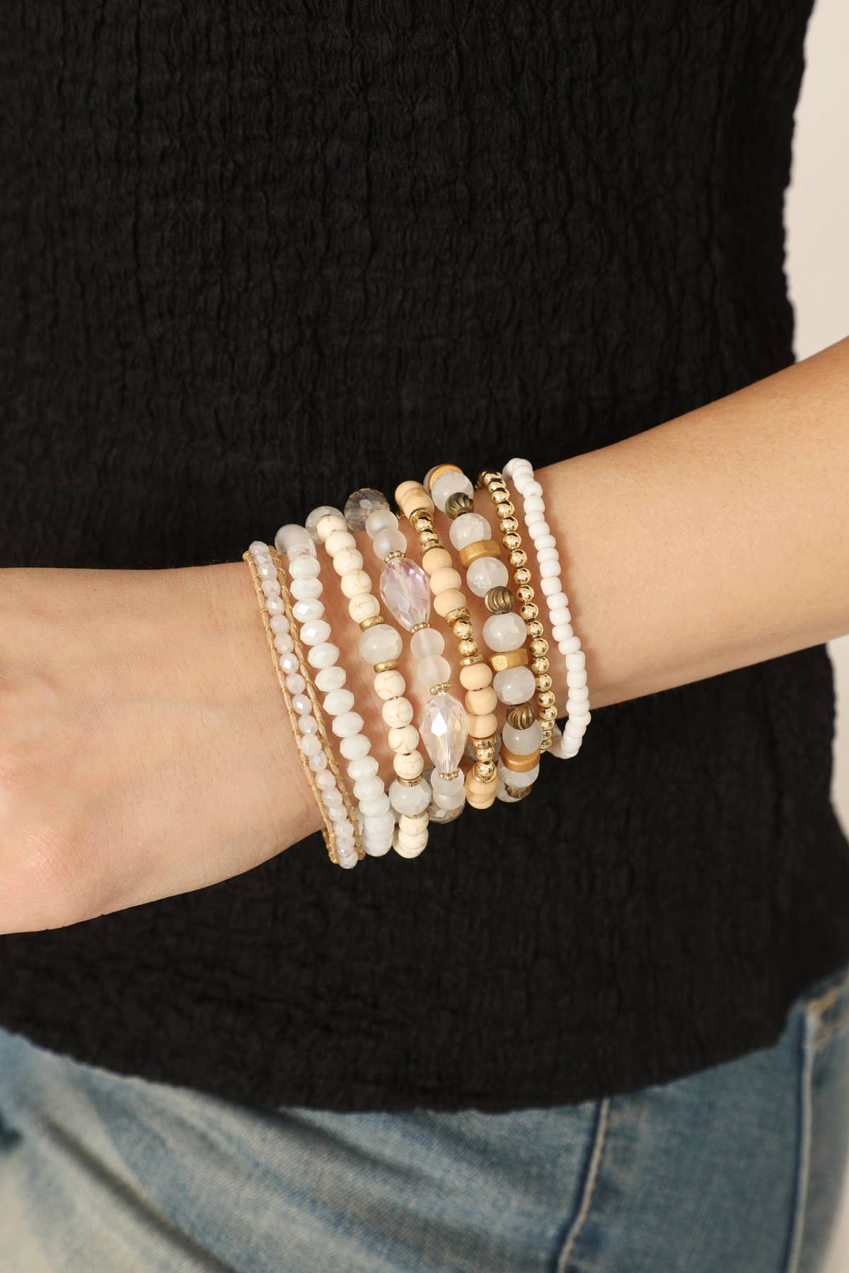 MYS Wholesale Inc - Wholesale Jewelry Set - Charm Mix Bead Natural Stone Wood Layered Stackable Bracelet10