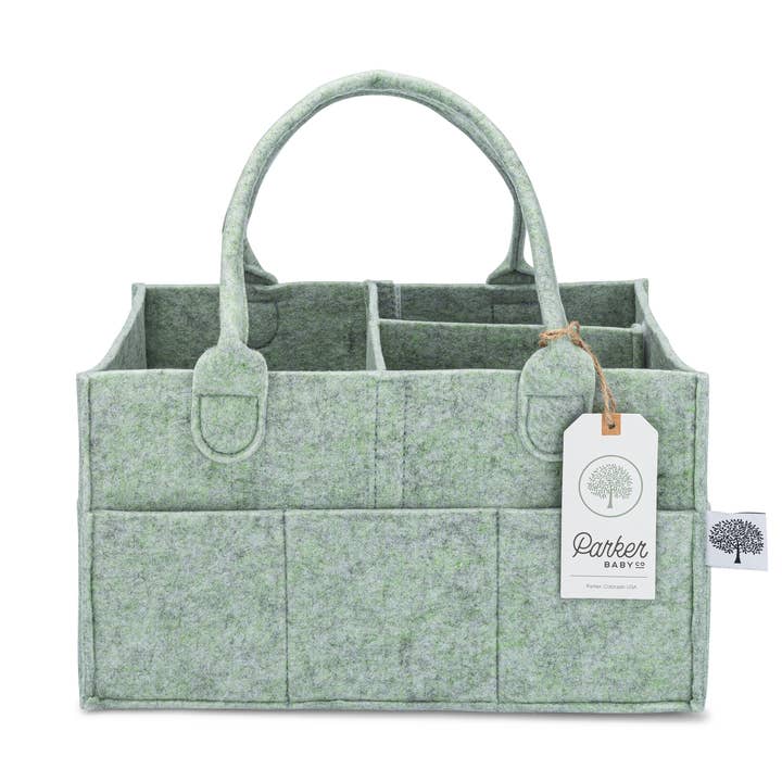 Diaper Caddy in Sage Green for wholesale by Parker Baby Co.