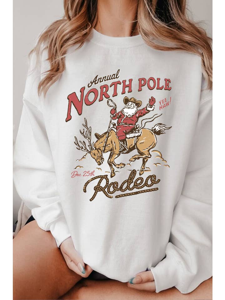 Rustee Clothing - Wholesale Graphic Sweatshirt - Women's - NORTH POLE SANTA RODEO GRAPHIC BRUSHED SWEATSHIRTS3