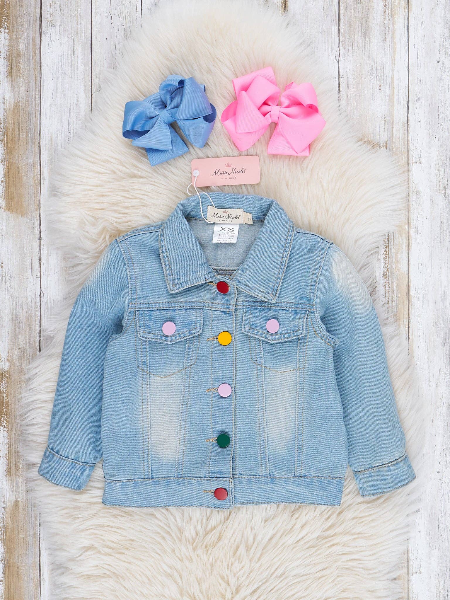 Marie Nicole Clothing - Wholesale Denim Jacket - Kids - Rainbow Sequin Denim Jacket0