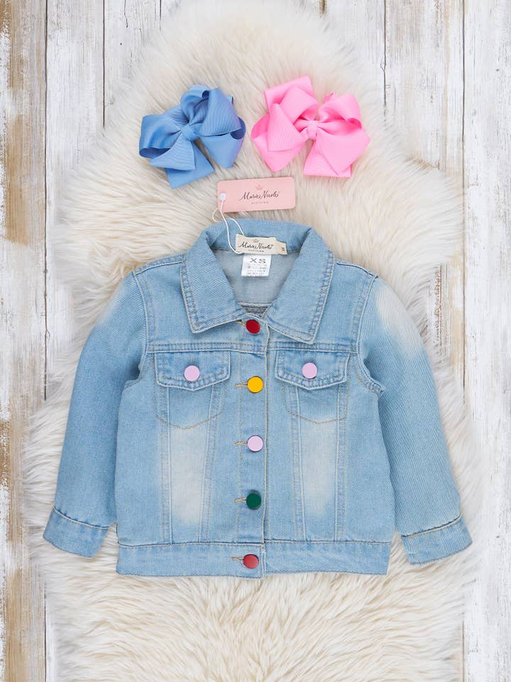 Marie Nicole Clothing - Wholesale Denim Jacket - Kids - Rainbow Sequin Denim Jacket