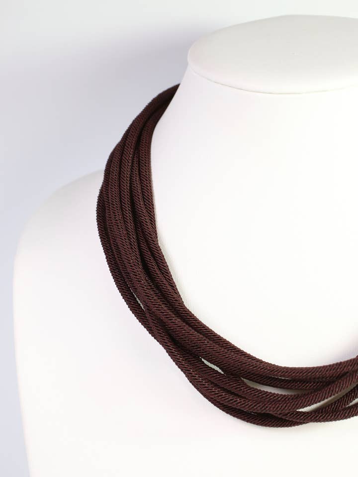 Cranston Cord Necklace Brown for wholesale by Caroline Hill