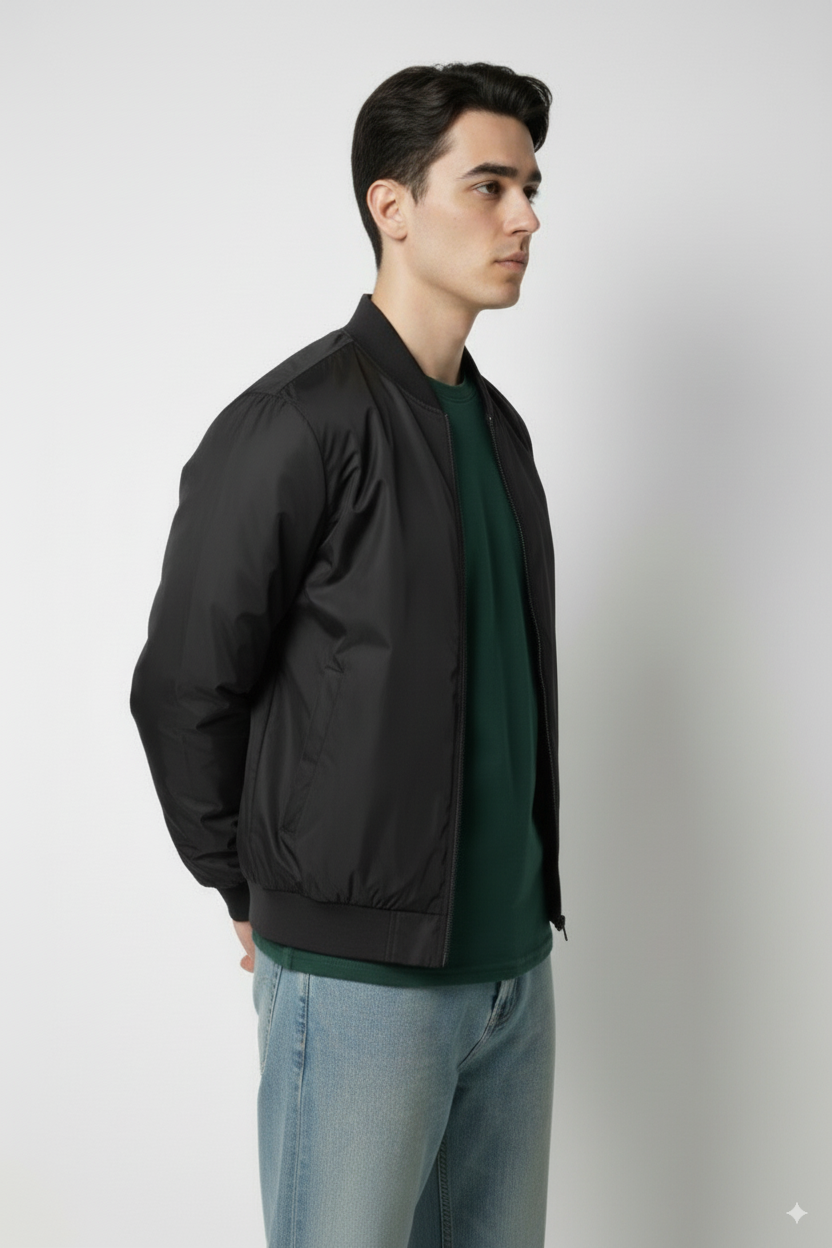 Black Bomber Jacket Lightweight (Black) for wholesale on Faire1