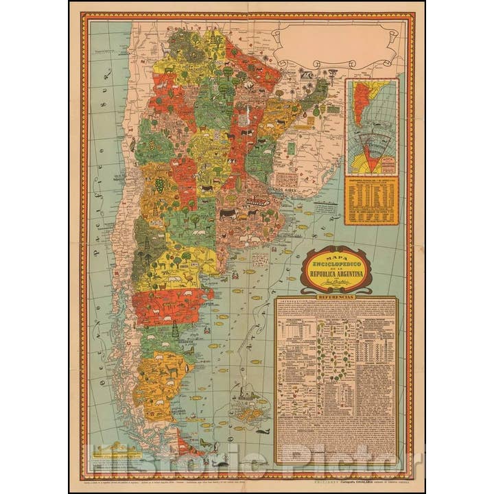 Mapa Histórico - Argentina Por José Cavalaria Engenheiro 1951 por atacado de Historic Pictoric