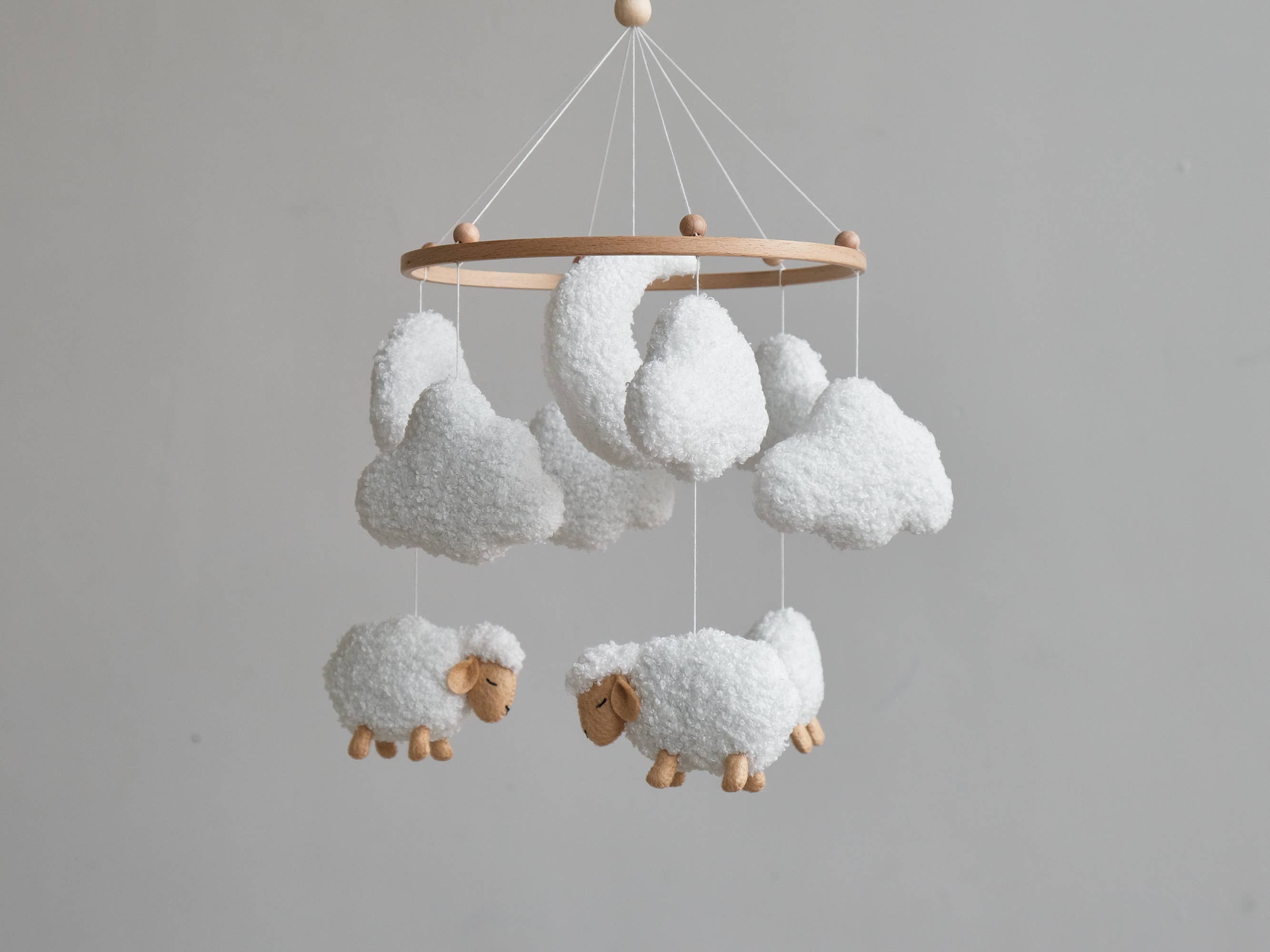 ChilDreams - Vente Mobile pour bébé - Mobile de ferme mobile neutre pour bébé Boucle Sheep6