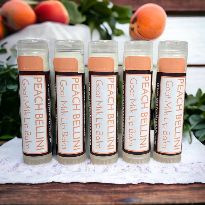 Peach Bellini Goat Milk Lip Balm for wholesale by Whitetail Lane Farm Goat Milk Soap