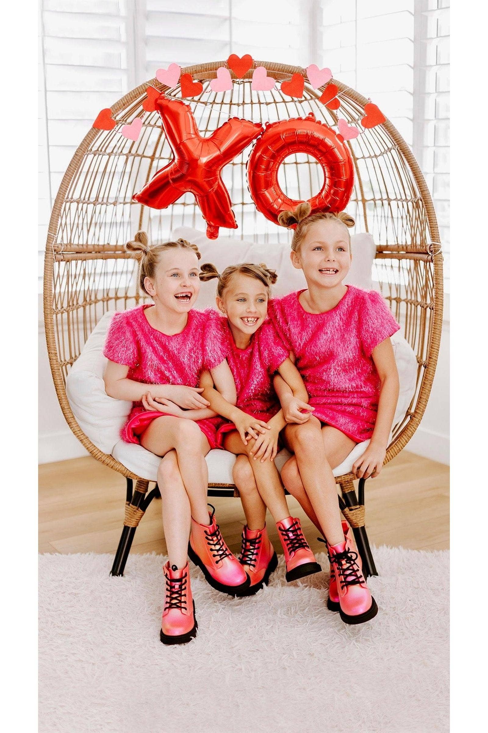 Three Wildflower Designs - Wholesale Top & Skirt Set - Kids - Pink Sparkle Tinsel Set5