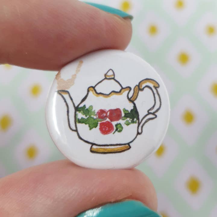 Broche Vintage Floral Théière pour la vente par Nicole Lawson Studio