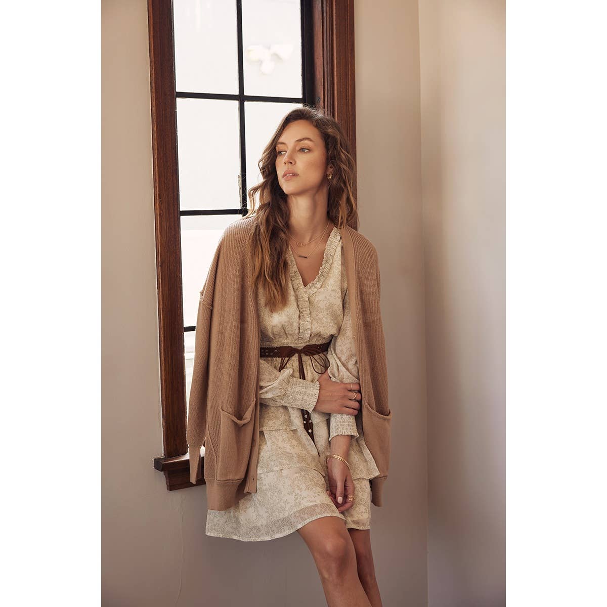 in february - Wholesale Cardigan - Women's - SLOUCHY CHARM BUTTON-DOWN CARDIGAN WITH CONTRAST WEAVE14