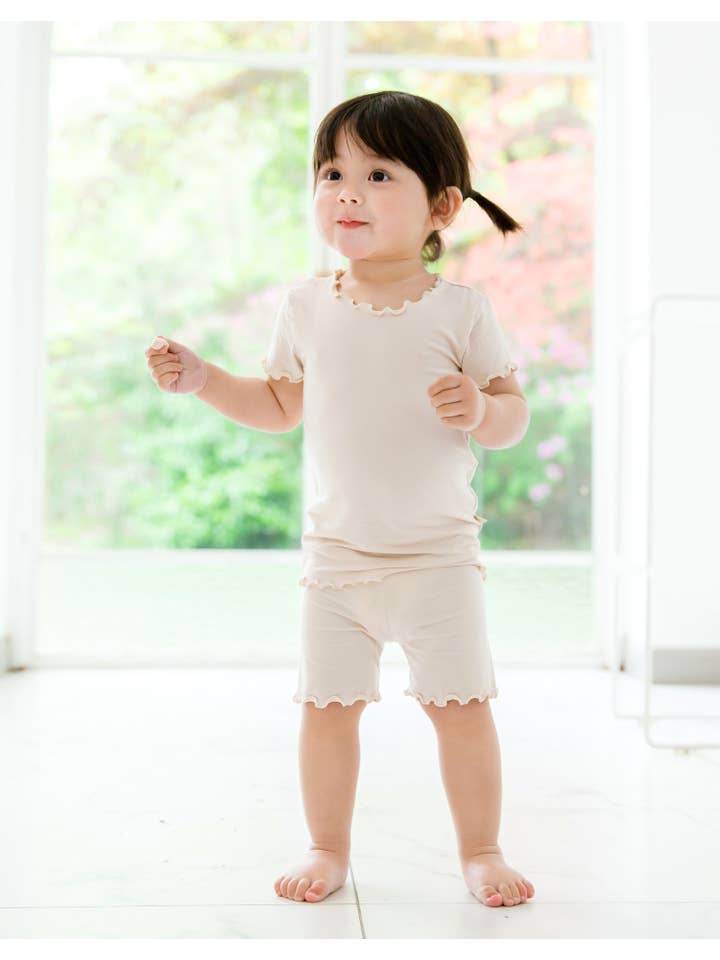 Vaenait Baby - Wholesale Sleepwear Set - Kids - Shirring Girl Short sleeve Viscose Pajama