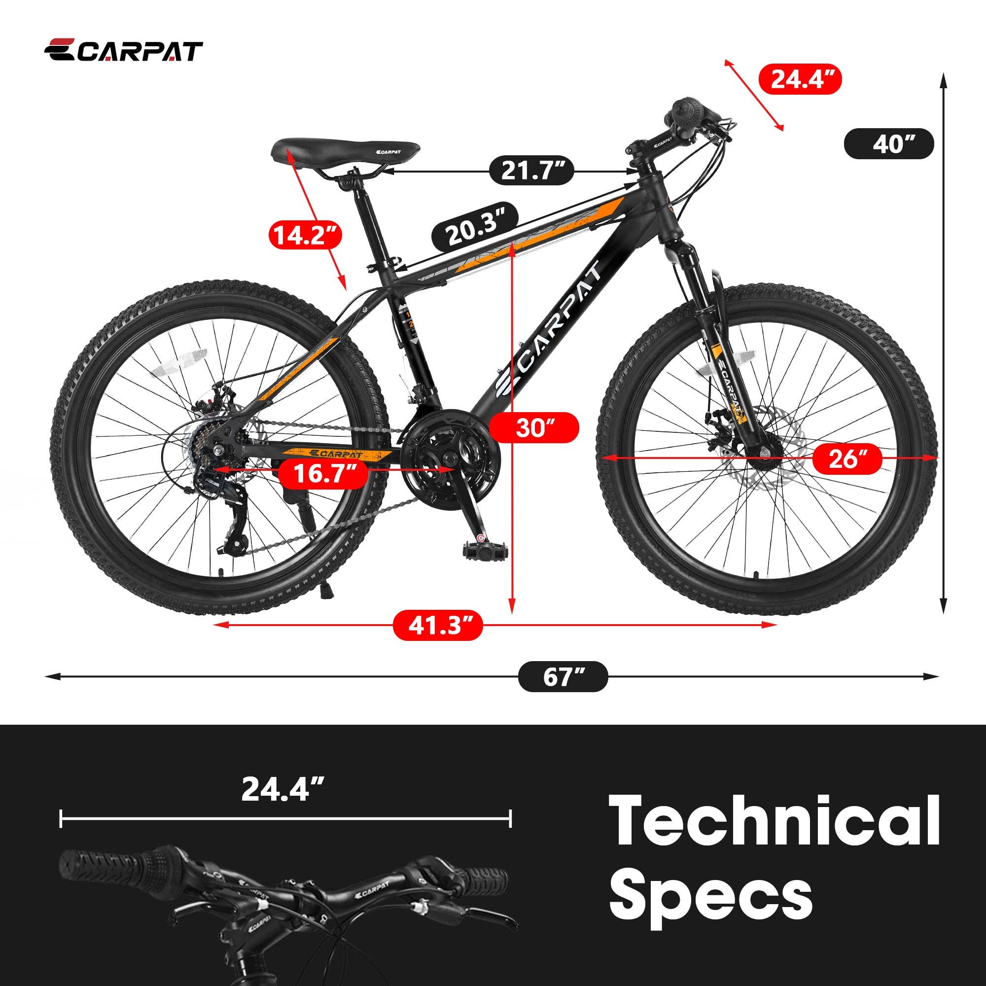 39F Inc. - Wholesale Bike/Scooter - Kids - 26-Inch Mountain Bike with Disc Brakes and 21 Speeds6