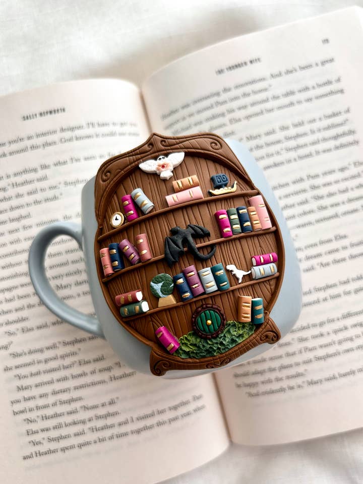 Fantasy Bookshelf Mug for wholesale by Lua Clay Co