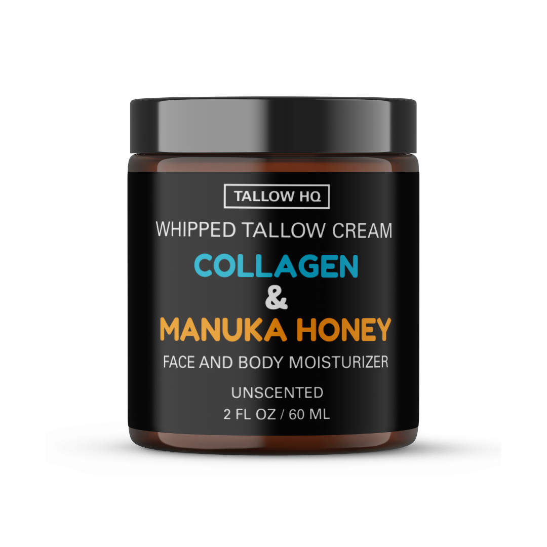 TALLOW HQ - Wholesale Body Cream/Lotion - Tallow Cream with Collagen and Manuka Honey, Face & Body-2oz4