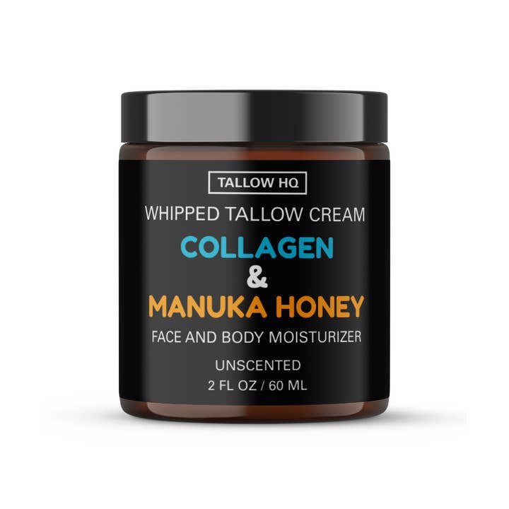 TALLOW HQ - Wholesale Body Cream/Lotion - Tallow Cream with Collagen and Manuka Honey, Face & Body-2oz4