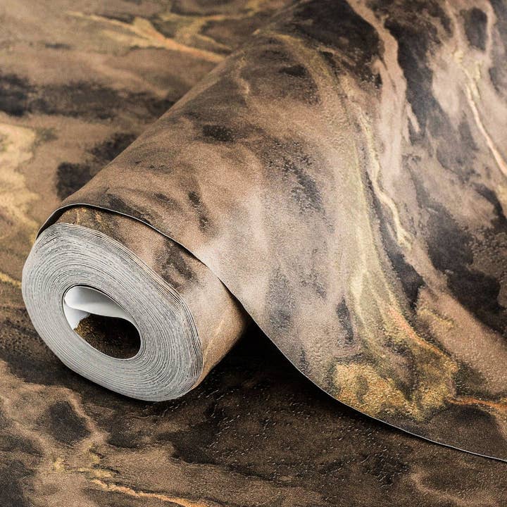 Walloro Luxury Embossed Wallpaper - Wholesale Wallpaper - Brown Marbled Embossed Wallpaper, Leather Faux Textured 3D, Non-Woven, Non-Pasted, Large 178 sqft Roll, Removable, Washable, Elegant Stylish4