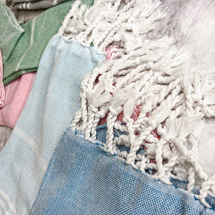 Gia Roma - Vente Essuie-mains - Serviette à main turque avec pompons, torchons de cuisine en coton coloré41