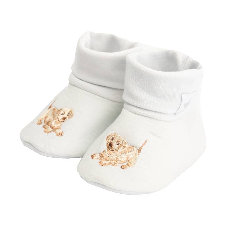 Little Wren Embroidered Booties Little Paws for wholesale by Wrendale Designs