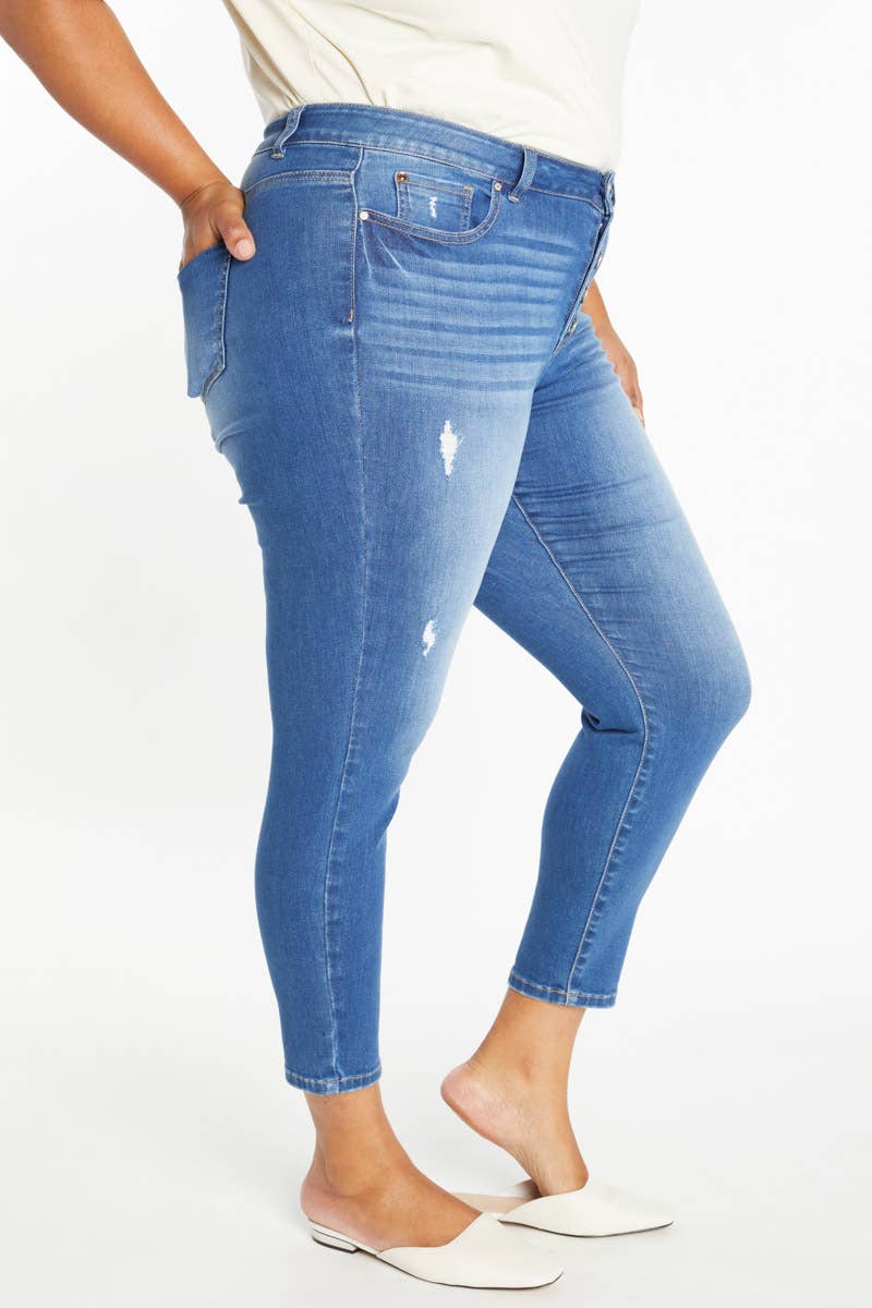 MOYEN OUVRIR PACK Jean Skinny Taille Haute Cheville Grande Taille WEP3310XL en vente sur Faire1