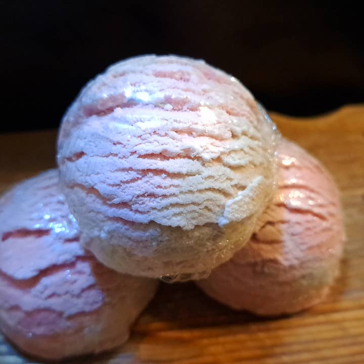 Strawberry Solid Bubble Scoops for wholesale by E's Handcrafted Soap & More