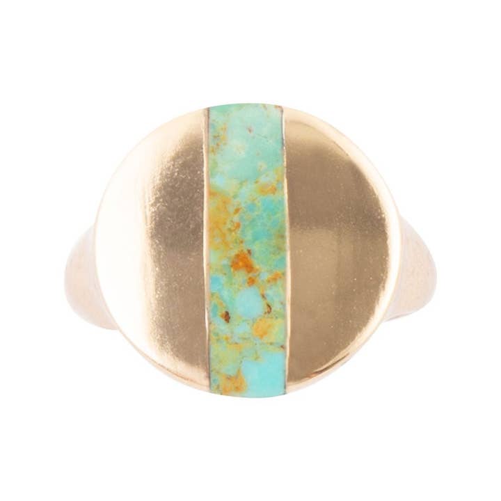 Barse Jewelry - Wholesale Signet Ring - Signet Turquoise and Bronze Circle Ring