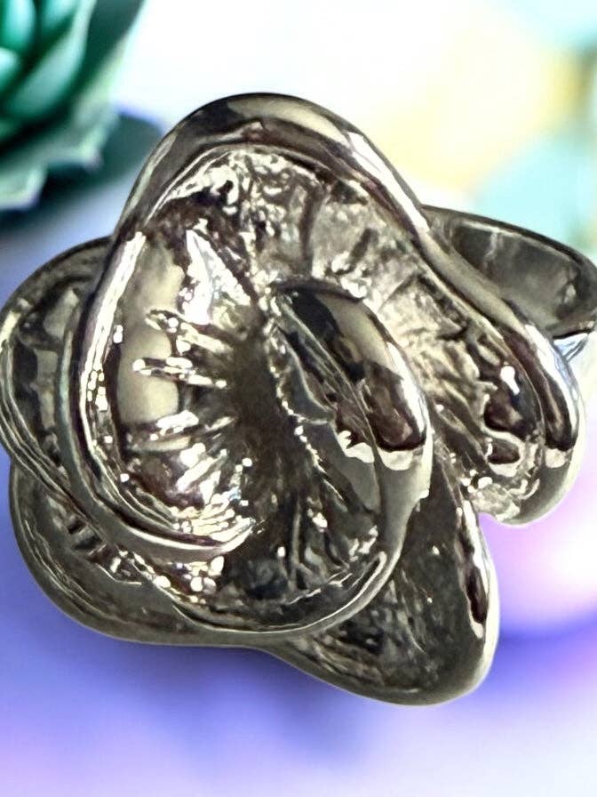 Anel de Flor Estilo Chunky Banhado a Ródio por atacado de Divina Jewelry & Accessories LLC