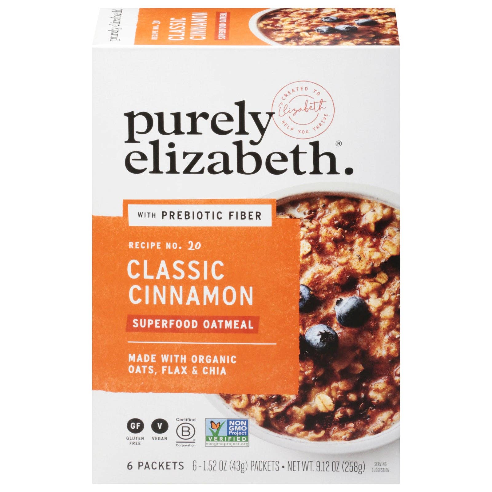 Ware Spark - Wholesale Oats - Purely Elizabeth - Sugar Free Oatmeal Classic Cinnamon - Case Of 6-9.12 Oz0