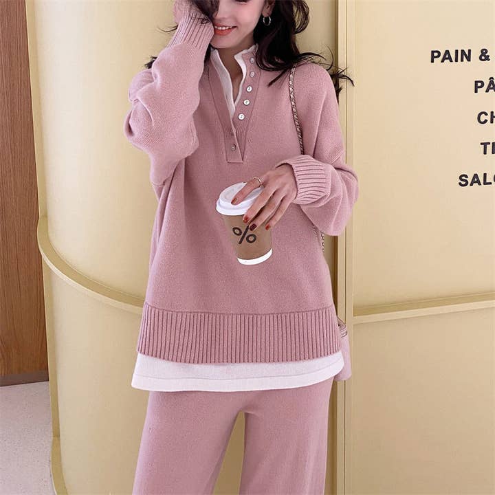 Marayn - Wholesale Lounge Set - Women's - Chic Knit Sweater WideLeg Pants Autumn Set27