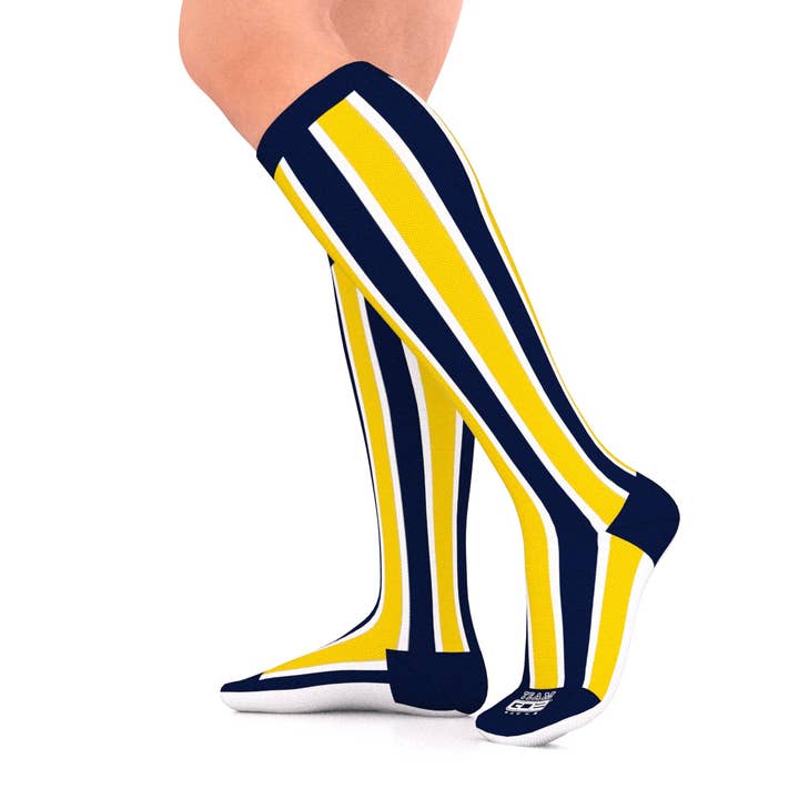 Team Michigan Compression Socks Unisex|15-20mmHg|Yellow Blue for wholesale by Go 2 Socks