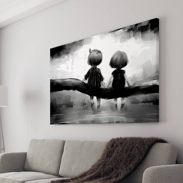 Friends Black and White Canvas Wall Accent Art for wholesale by B2U Decor
