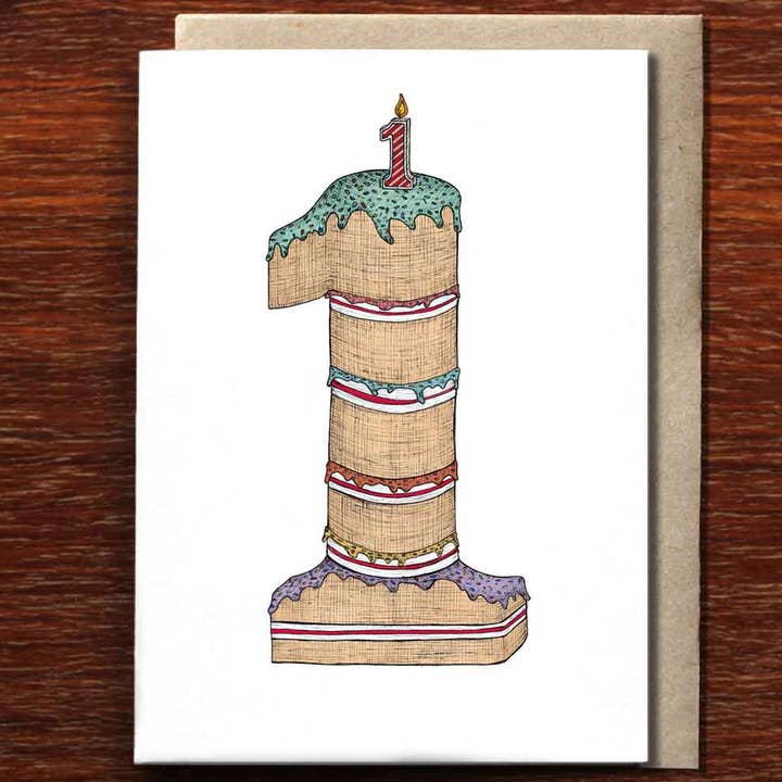 One birthday Cake - Greeting Card for wholesale by The Nonsense Maker
