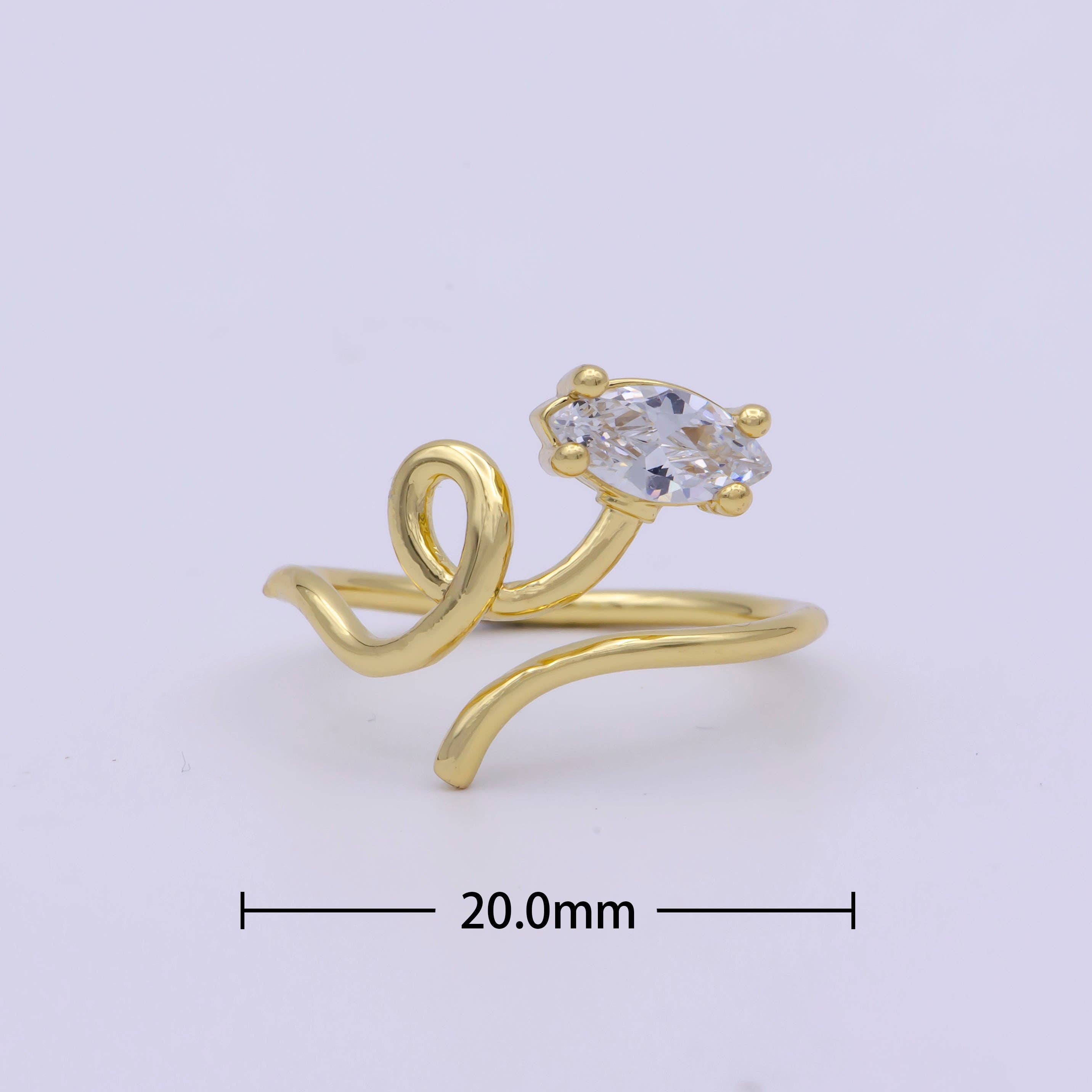 Aim Eternal - Wholesale Single Stone/Solitaire Ring - Vine Snake Shape Jewelry Rings Slim Gold Filled jewelry Party ring Gift idea1