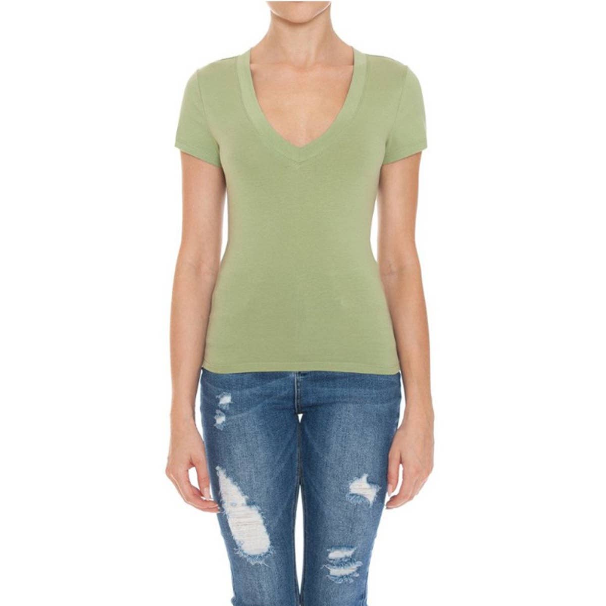 UP CLOTHING – wholesale T-shirt – women's – V NECK SHORT SLEEVE T SHIRT TOP6