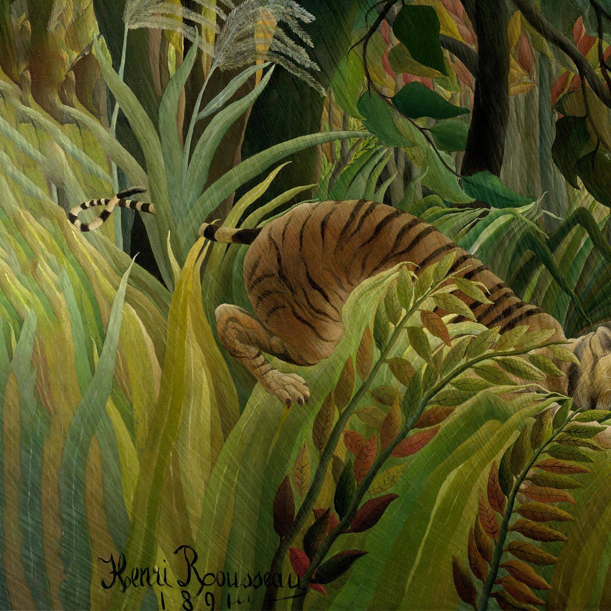 Rock Paper Scissors Wall Art - Vente Affiche d'art - Impression d'art Tigre dans une tempête tropicale par Rousseau2