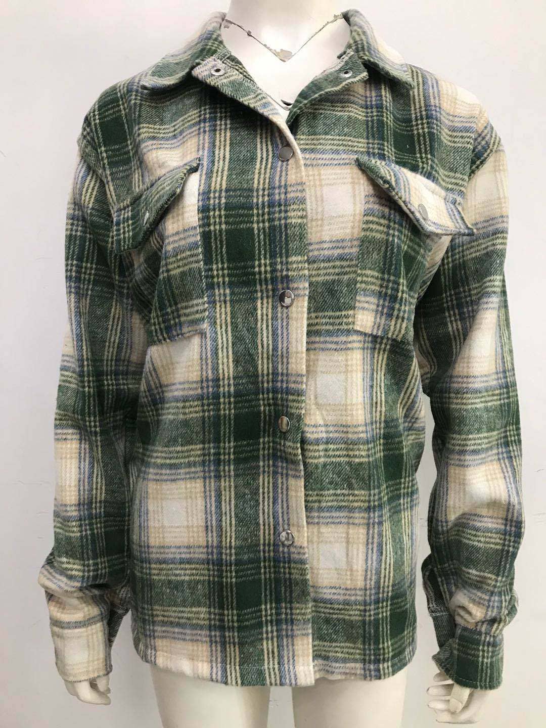 Rosa Clothing - Wholesale Shirt Jacket/Shacket - Women's - Contrasting long-sleeved brushed plaid jacket16