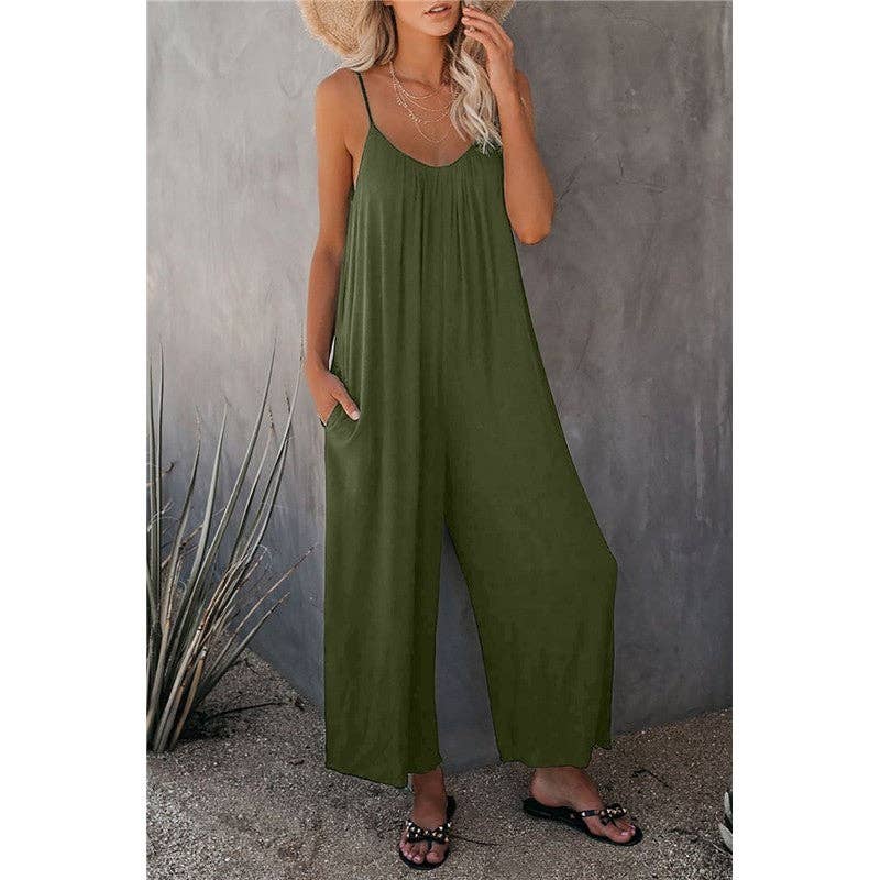 FurDecoration - Wholesale Jumpsuit - Women's - Wide-Leg Spaghetti Strap Loose-Fit Jumpsuit4