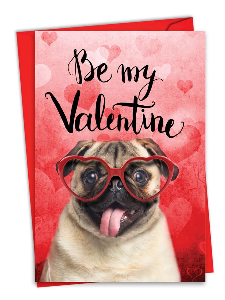 1 Card Valentine's Day Card - Valentine Pug for wholesale by NobleWorks