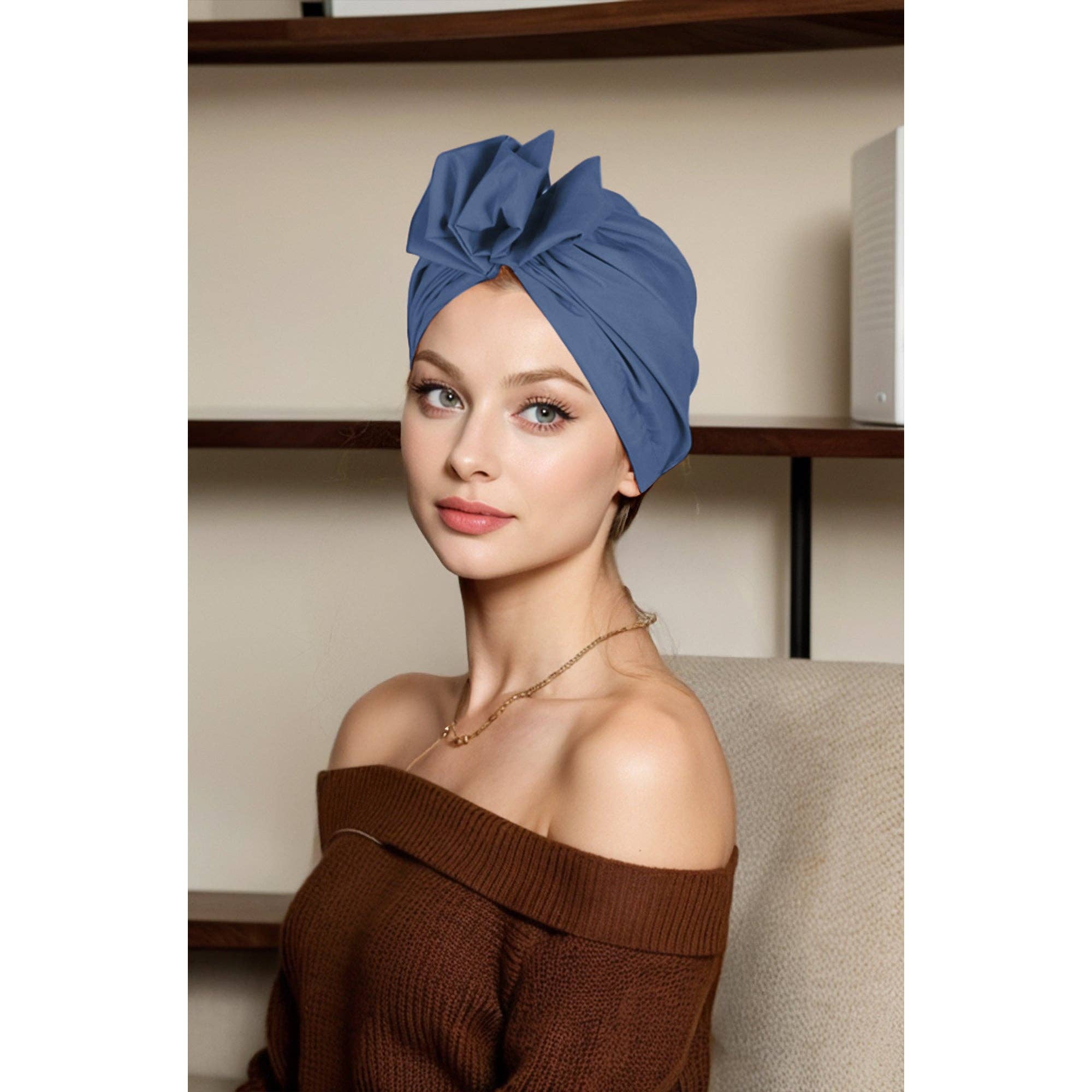 AK Brand - Wholesale Fashion Headband - Women's - Vintage Turban Headwrap with Large Bow Stretch Headscarf14
