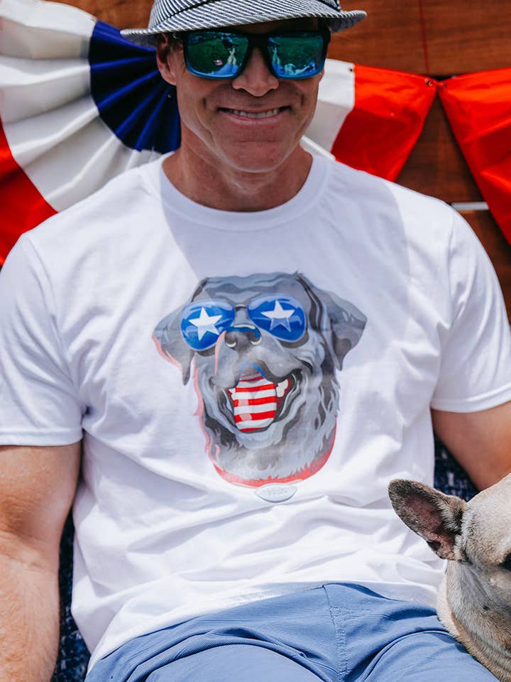 Freedom Pup White Tee for wholesale by PAWZ