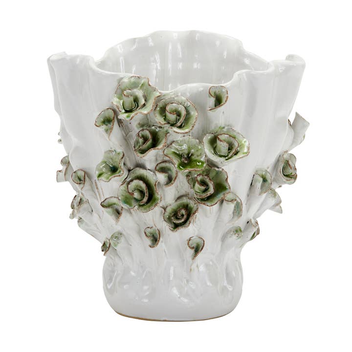 Vaso in ceramica fatto a mano – Motivo naturale ispirato ai fiori V248MG per la vendita all'ingrosso da parte di Continental Home