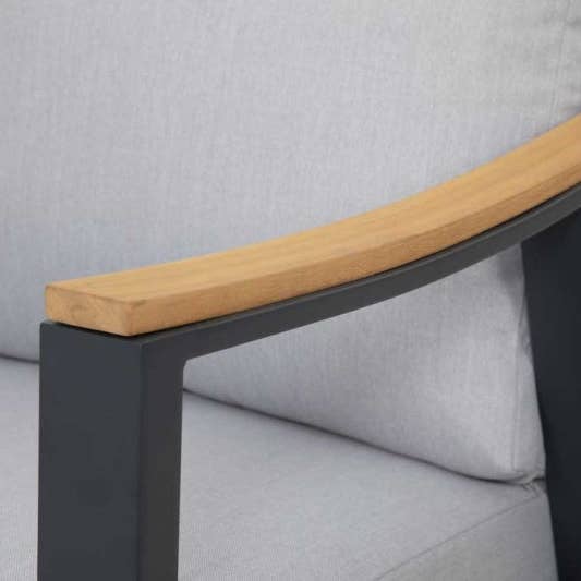 Silver Gray Nova 4-Piece Aluminum & Teak Sofa Set with Stationary Chairs for wholesale on Faire16