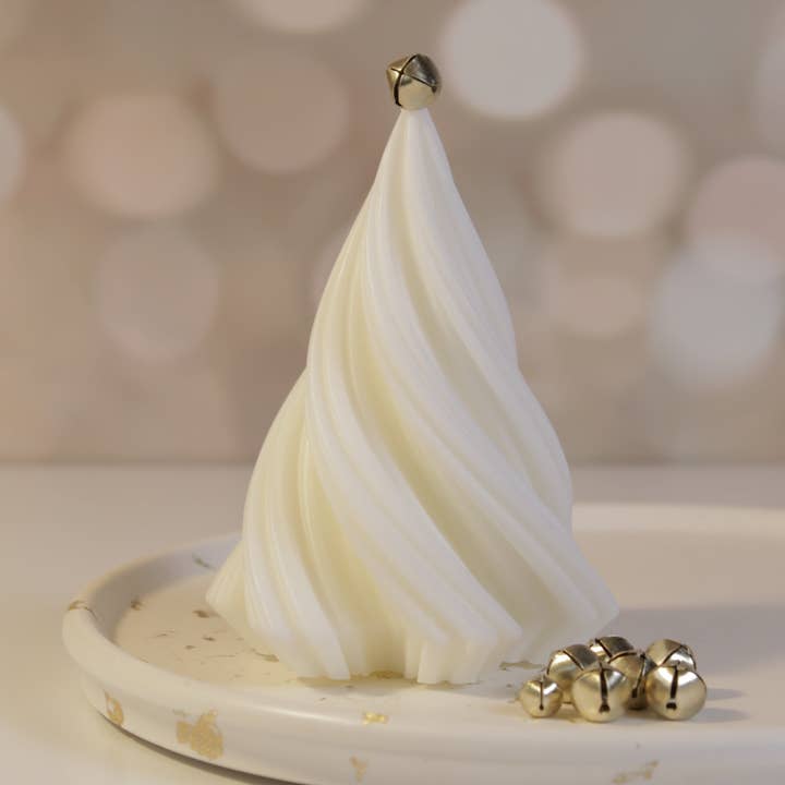 Swirl Christmas Tree Candle for wholesale by Aguas Claras Organics