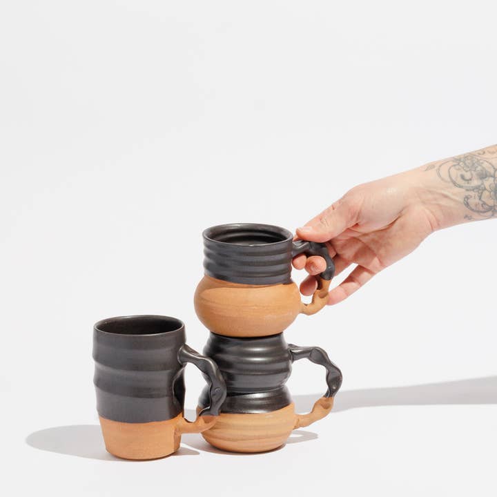 Assorted Mug Collection - Black - Handmade pottery for wholesale by Gravesco Pottery
