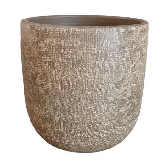 Magna pot relief jute myrebrun M for engroshandel hos Ceramics Limburg